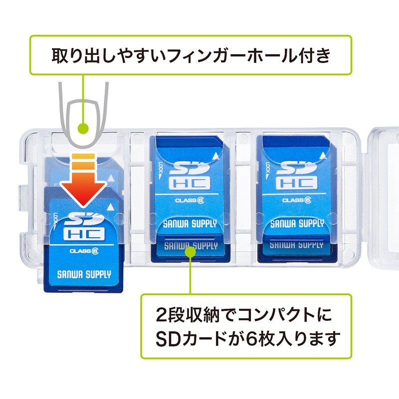 SDカードケース 6枚収納 2段 クリア（FC-MMC23SDCL） | SANWA SUPPLY | 04