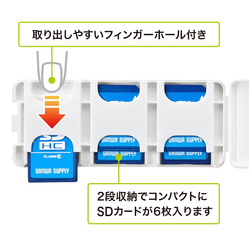 SDカードケース 6枚収納 2段 ホワイト（FC-MMC23SDW） | SANWA SUPPLY | 04