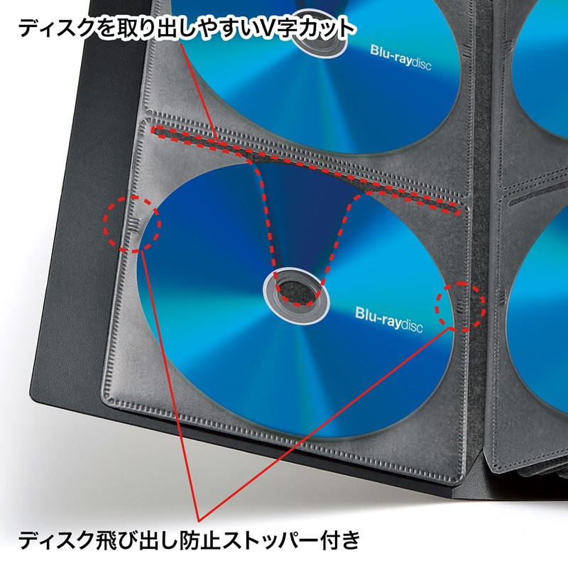 ブルーレイディスク対応ファイル型ディスクケース 104枚収納 ブラック（FCD-FLBD104BK） | SANWA SUPPLY | 03