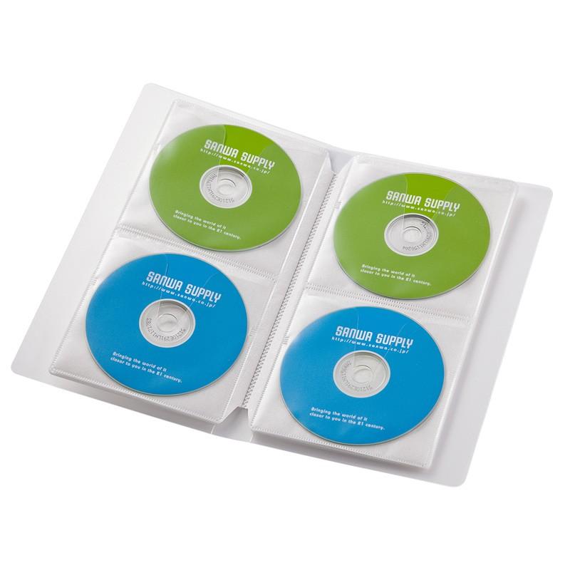ブルーレイケース CDケース DVDケース ファイル 32枚収納 クリア 収納ケース メディアケース [FCD-FLBD32C]｜sanwadirect｜02