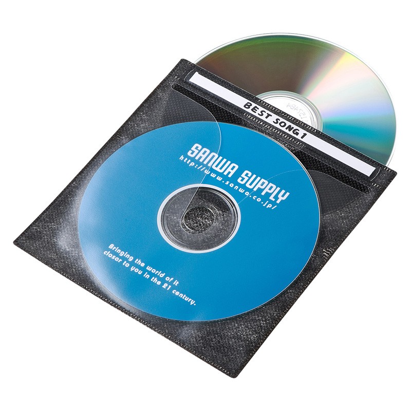 CDケース DVDケース 不織布ケース 100枚入り ブラック 収納ケース メディアケース [FCD-FN100BKN]