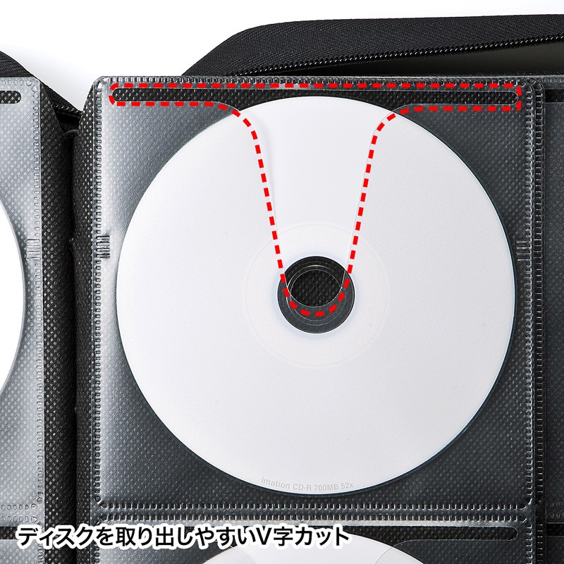 DVDケース 収納 CDケース 160枚収納 保護 保管 ファイルケース メディア ディスク セミハードケース ブラック FCD-WL160BK | SANWA SUPPLY | 07