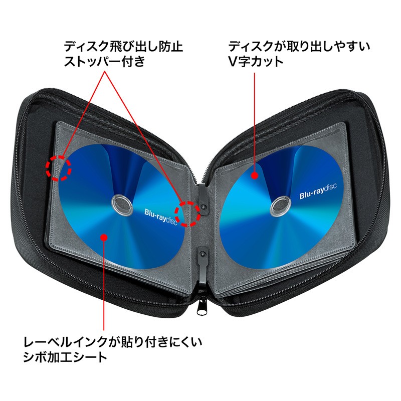 ブルーレイディスク対応セミハードケース 24枚収納 イエロー（FCD-WLBD24Y） | SANWA SUPPLY | 03