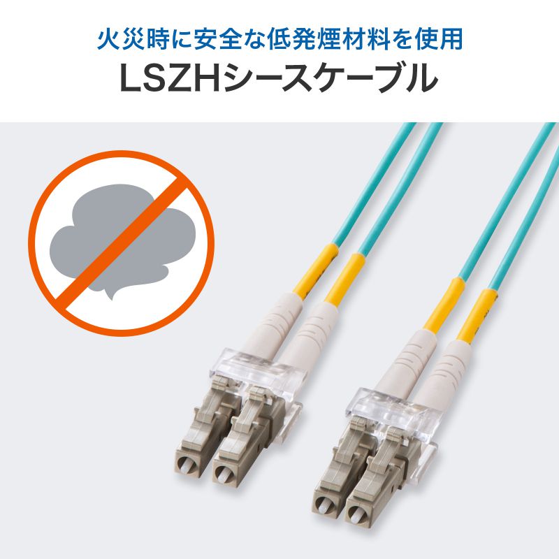 メガネ型 光ファイバケーブル マルチモード 50μmOM3、LC×2-LC×2、1m 2芯 分割可能 屋内用 長距離伝送 ギガビットイーサネット対応 LSZH HKB-OM3LCLC-01N_6