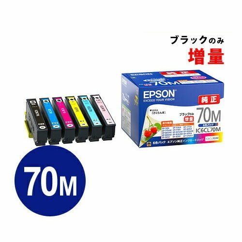 EPSON 純正インクカートリッジ 70M まとめ売り カラリオ IC6CL70M エプソン インクカートリッジ 6色パック 黒のみ70L
