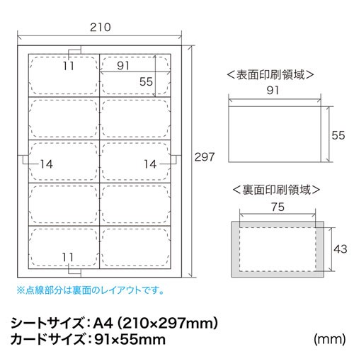 名刺用紙 まわりがきれいな名刺カード 光沢 標準厚 白 1000カード（JP