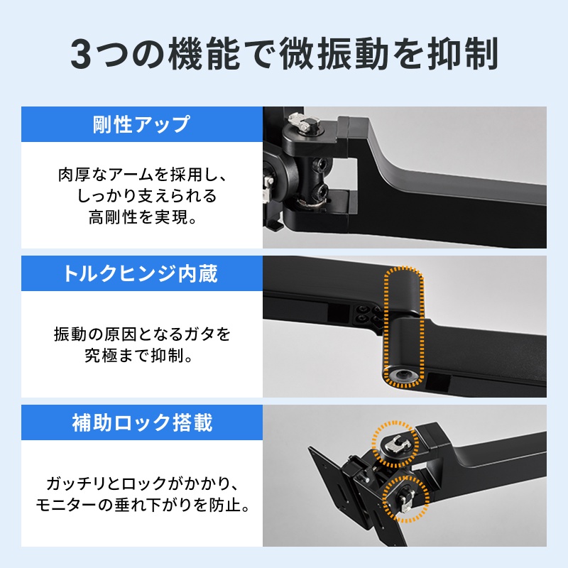 SANWA SUPPLY（サンワサプライ） モニターアーム 支柱取付 ポール取付