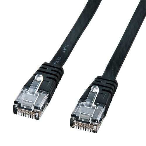 Cat6フラットLANケーブル 5m ブラック ランケーブル（KB-FL6-05BKN）｜sanwadirect