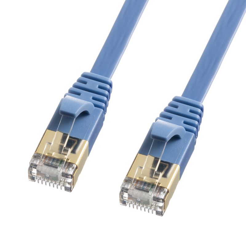 CAT7 LAN�P�[�u�� 2m �t���b�g ���^ �J�e7 �J�e�S��-7 10Gbps STP �u���[ KB-FLU7-02BL