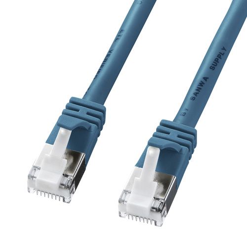 LANケーブル カテゴリ5e CAT5e カテ5e STP LAN ケーブル ランケーブル 通信 ノイズに強い シールド より線 ツメ折れ防止 15m ブルー（KB-STPTS-15BL）｜sanwadirect