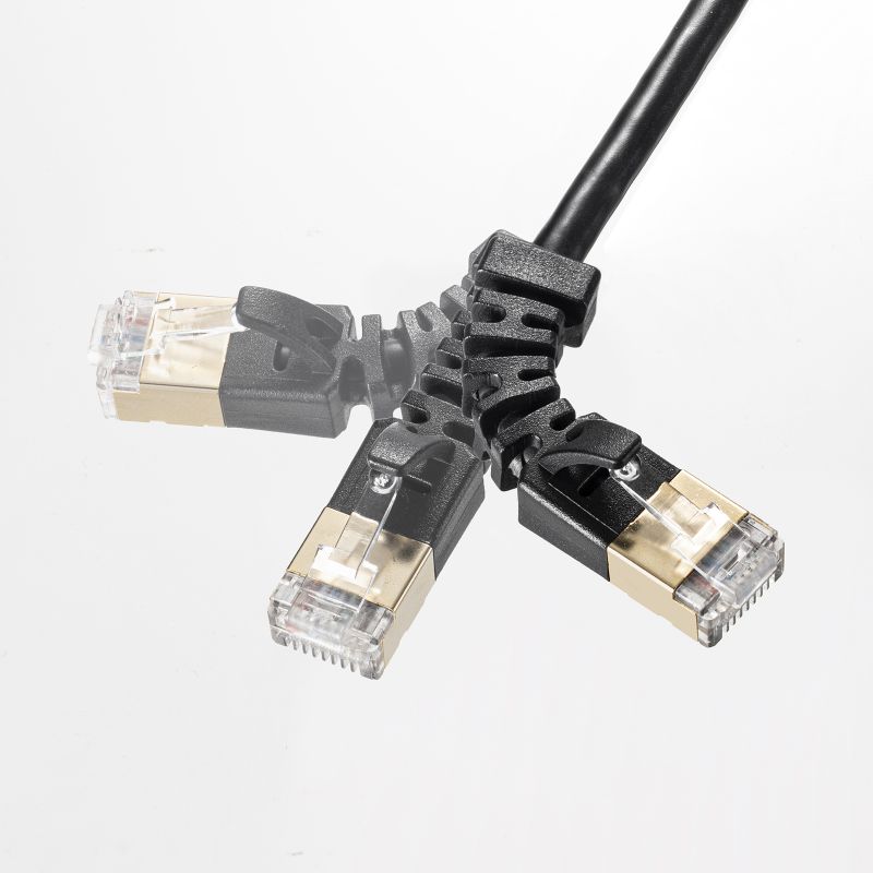 Cat6A LANケーブル 200m 4方向固定CAT6A STP LANケーブル（ブラック・0.2m） KB-T6ASYL