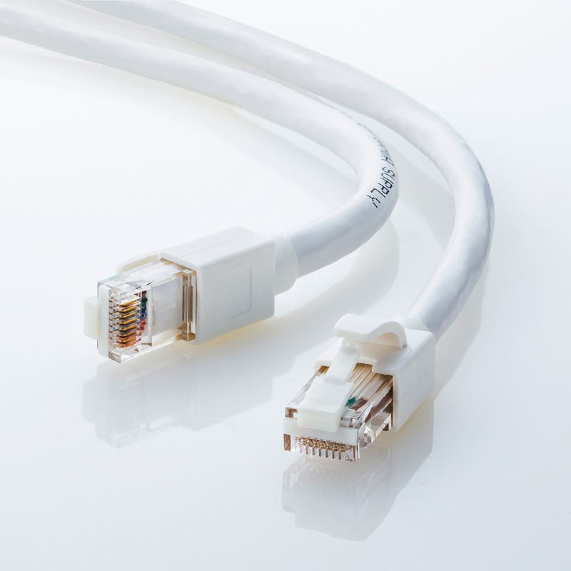Cat6A LAN�P�[�u��  �z���C�g 10m �ܐ܂�h�~�J�o�[�iKB-T6ATS-10W�j