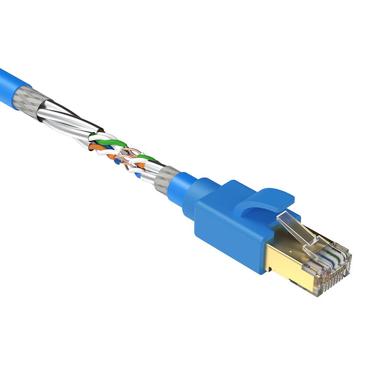 CAT8LANケーブル 爪折れ防止 ブルー 10m（KB-T8-10BL） : kb-t8-10bl