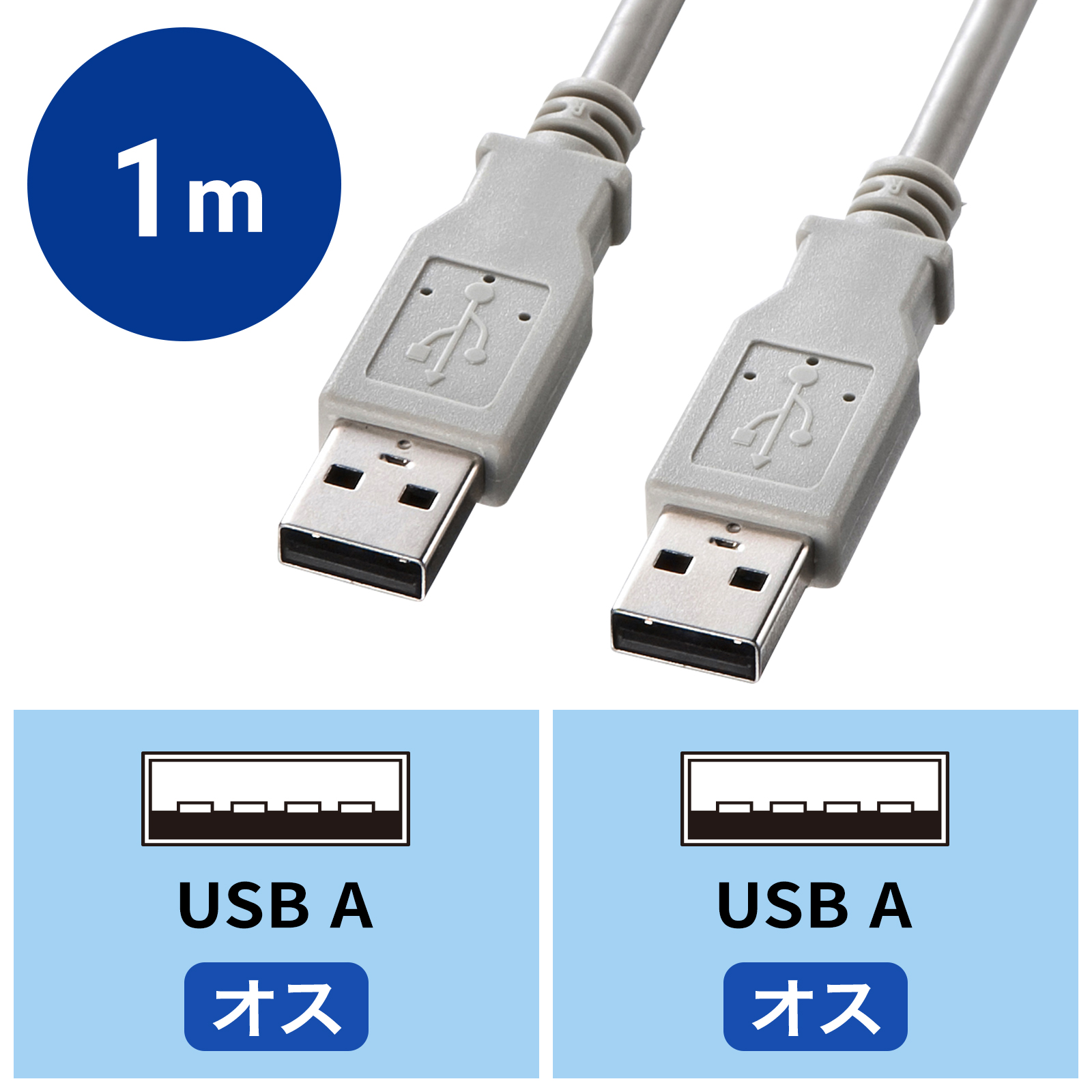 USBケーブル A-Aコネクタ 1m（KB-USB-A1K2）