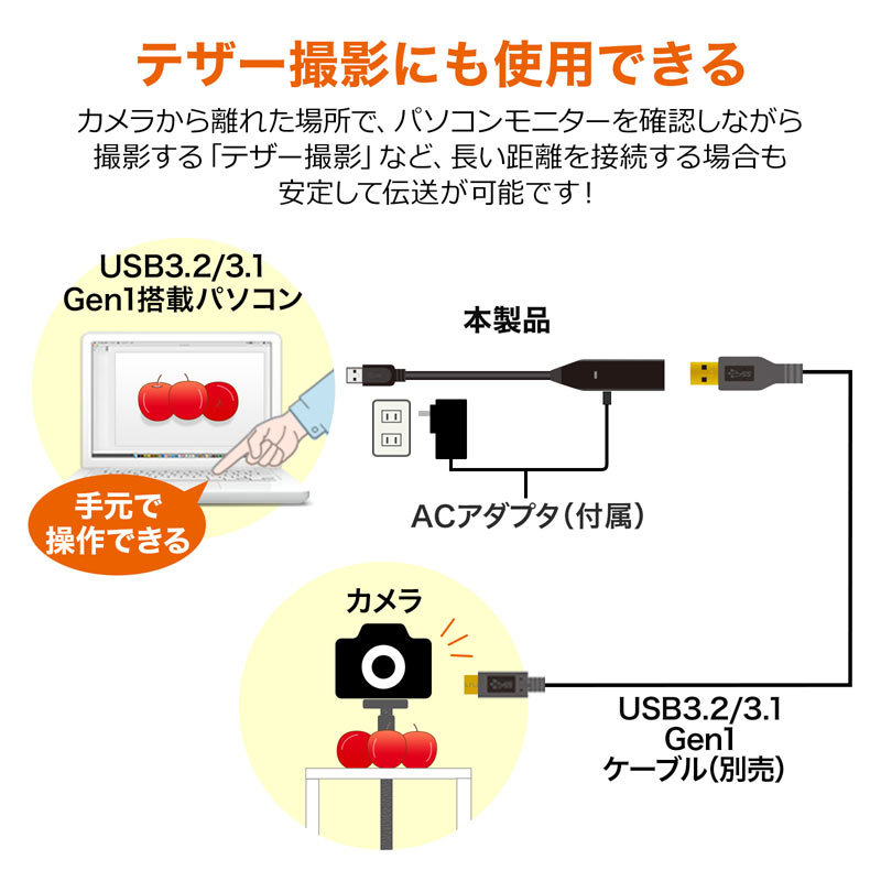 サンワサプライ 3m延長USB3.2アクティブリピーターケーブル KB-USB