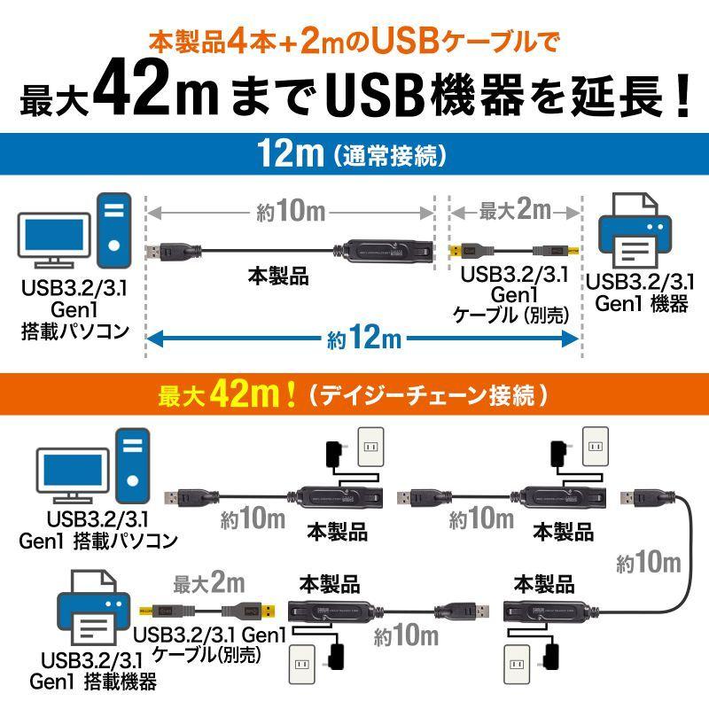 USB3.2アクティブリピーターケーブル10m 抜け止めロック機構付き（KB-USB-RLK310）｜sanwadirect｜04