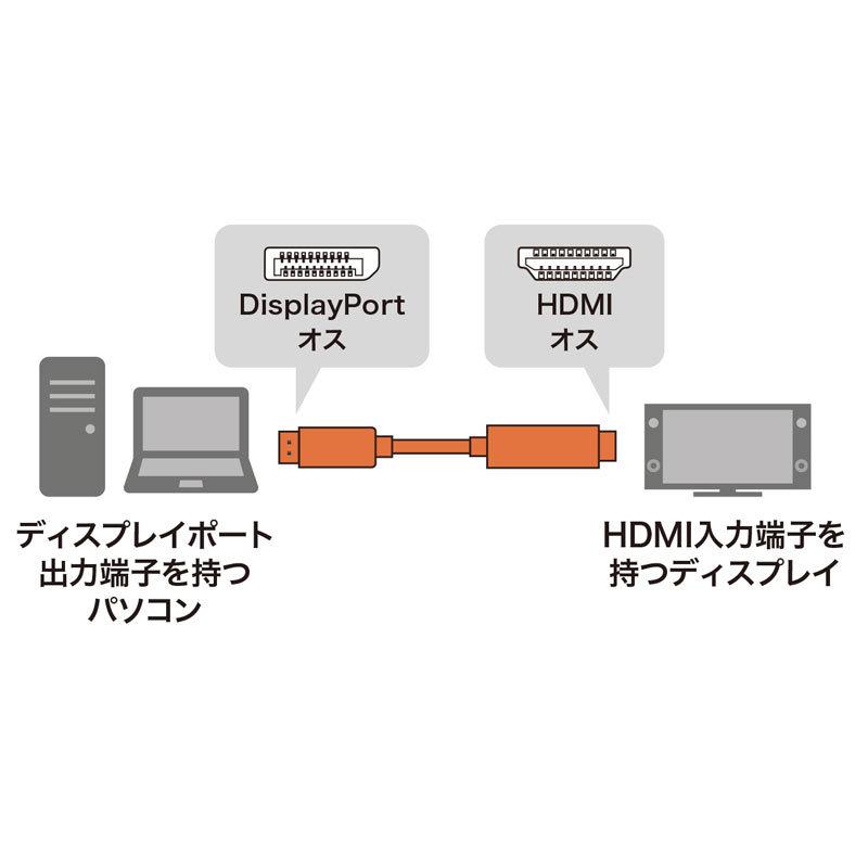 DisplayPort-HDMI変換ケーブル ブラック 1m（KC-DPHDA10）｜sanwadirect｜02