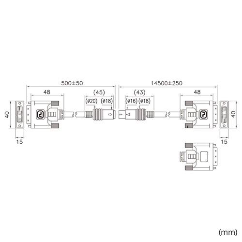 DVI工事配線ケーブル シングルリンク 15m（KC-DVI-K150）｜sanwadirect｜03