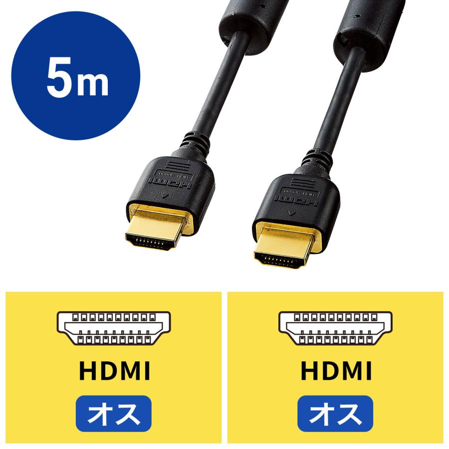 ハイスピードHDMIケーブル 5m ブラック（KM-HD20-50FCK）｜sanwadirect