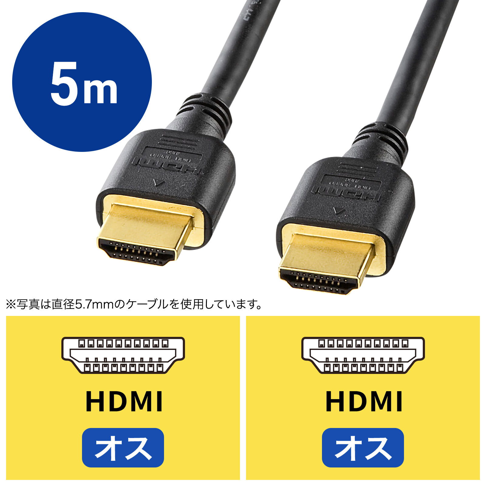 ハイスピードHDMIケーブル 5m ブラック（KM-HD20-50HK） : km-hd20