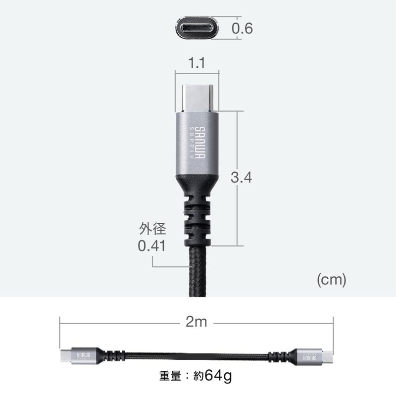 SANWA SUPPLY（サンワサプライ） USB Type-Cケーブル USB PD60W