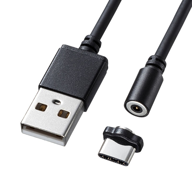 5A USB TYPE-C マグネット式充電ケーブル用 コネクタ 3個黒E422