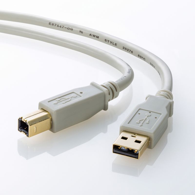 USBケーブル 1.5m プリンターケーブル USB2.0 A-Bコネクタ 金メッキ プリンター ライトグレー KU20-15HK2｜sanwadirect｜02