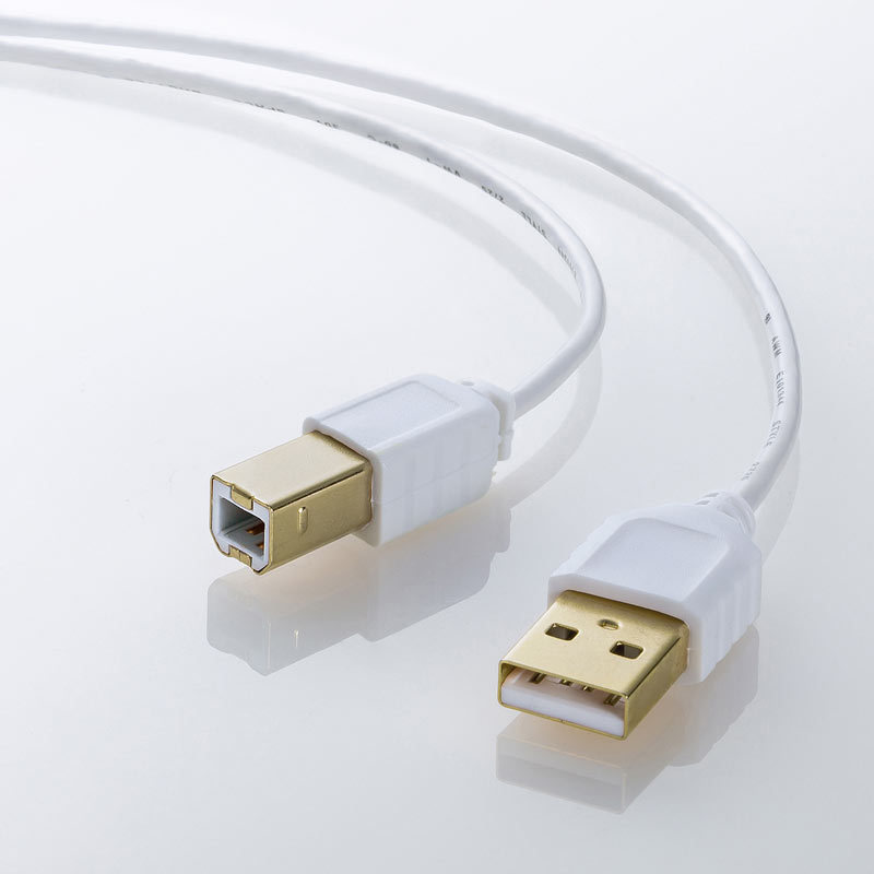 極細USBケーブル USB2.0 A-Bタイプ ホワイト 0.5m（KU20-SL05WK）｜sanwadirect｜02