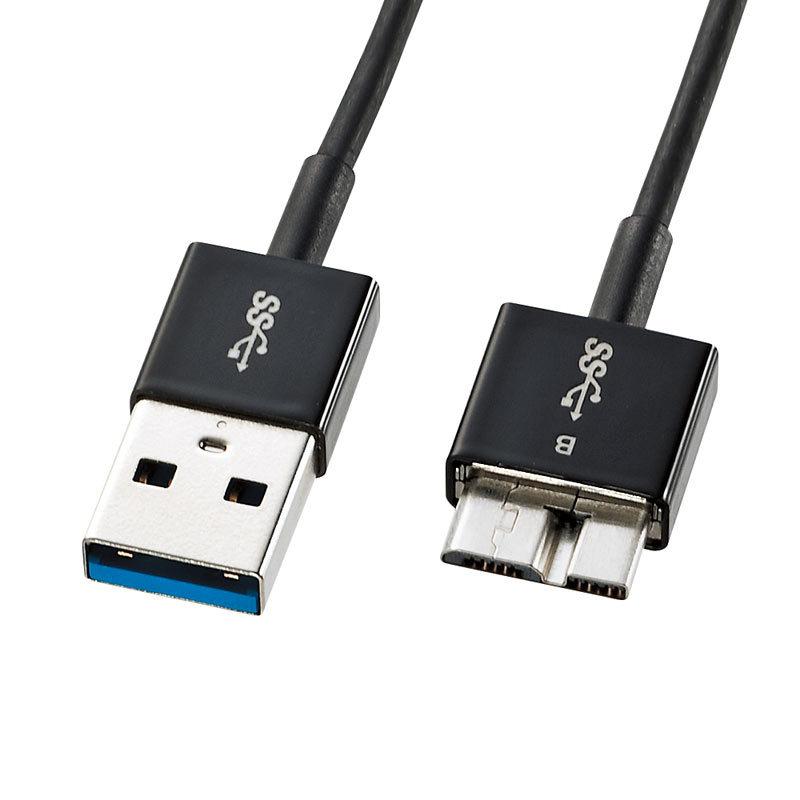 USB3.0マイクロケーブル A-MicroB　0.5m　超ごく細（KU30-AMCSS05K）｜sanwadirect