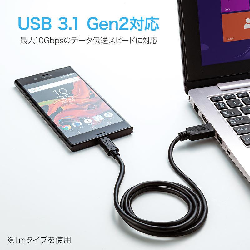 USB3.1 Aコネクタ-Type Cケーブル USB3.1 Gen2 ブラック 1m（KU31-CA10）｜sanwadirect｜03