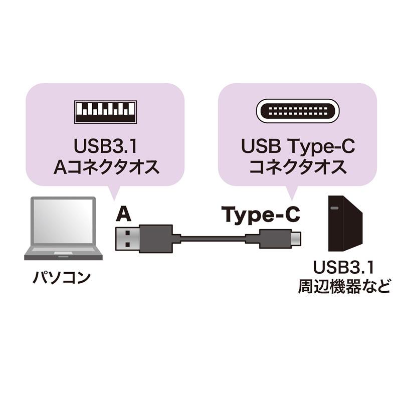USB3.1 Aコネクタ-Type Cケーブル USB3.1 Gen2 ブラック 1m（KU31-CA10）｜sanwadirect｜05
