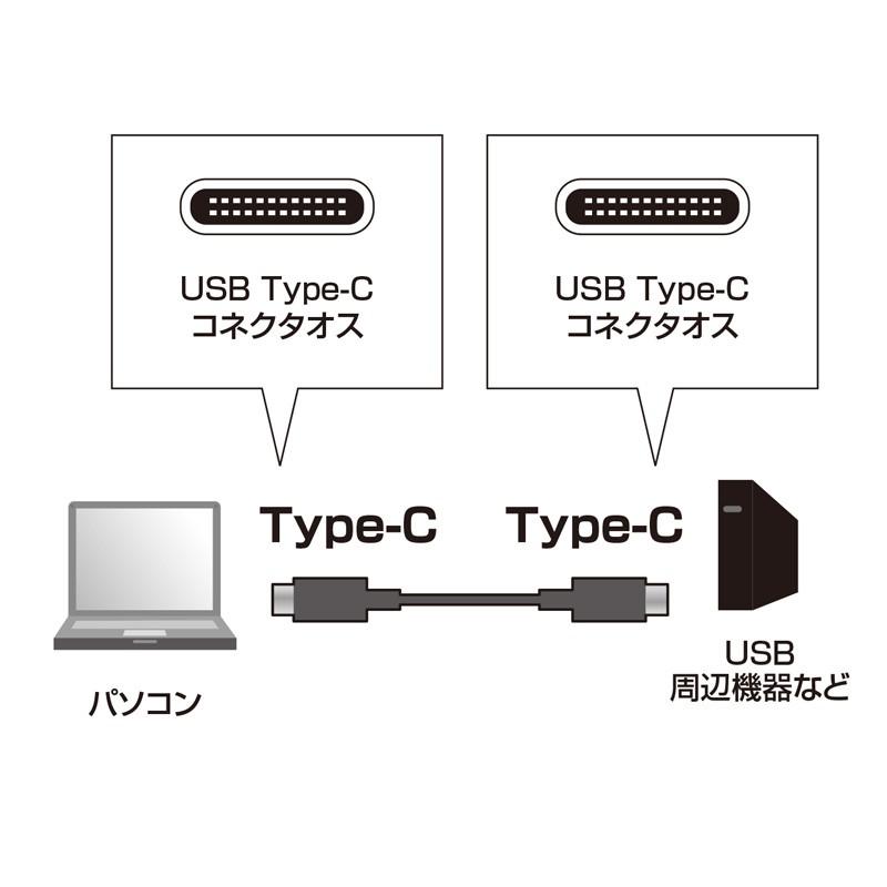 USB Type C ケーブル USB3.1 Gen2 PD対応 3A ブラック 1m（KU31-CCP310）｜sanwadirect｜02