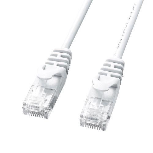 LANケーブル カテゴリ6 CAT6 カテ6 LAN ケーブル ランケーブル 極細 細い 柔らか 通信 より線 ツメ折れ防止 0.5m ホワイト（LA-SL6-005W）｜sanwadirect