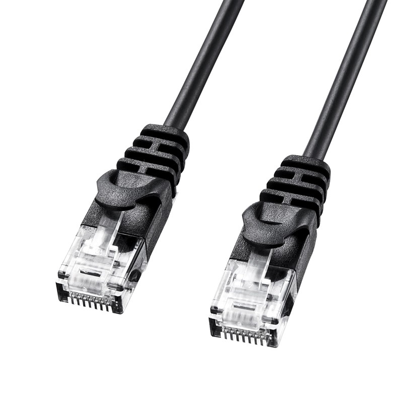 LANケーブル カテゴリ6 CAT6 カテ6 LAN ケーブル ランケーブル 極細 細い 柔らか 通信 より線 ツメ折れ防止 1m ブラック（LA-SL6-01BK）