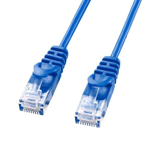 LANケーブル カテゴリ6 CAT6 カテ6 LAN ケーブル ランケーブル 極細 細い 柔らか 通信 より線 ツメ折れ防止 2m ブルー（LA-SL6-02BL）