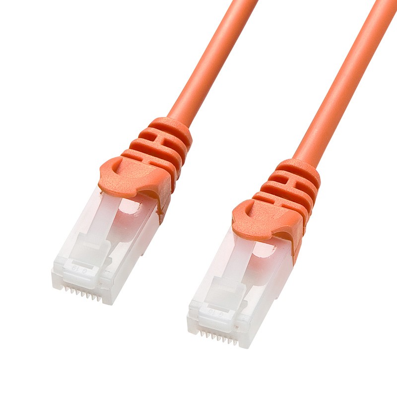 LANケーブル カテゴリ5e CAT5e カテ5e LAN ケーブル ランケーブル 通信 柔らか より線 ツメ折れ防止 5m オレンジ（LA-Y5TS-05D）｜sanwadirect