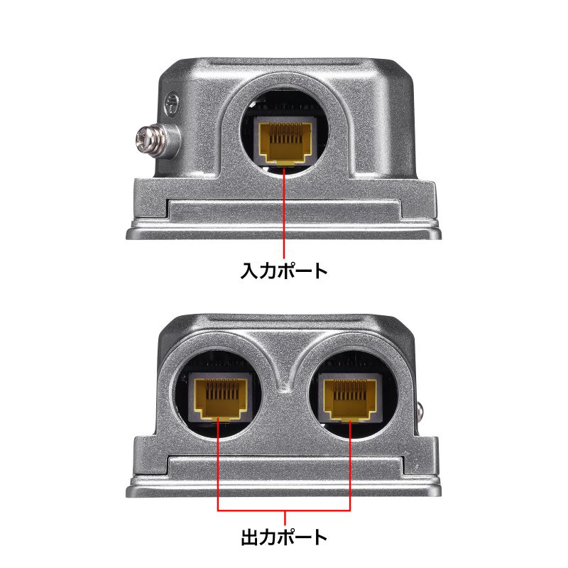 SANWA SUPPLY PoEエクステンダー 防水対応 2分配出力 PoE+ 受電