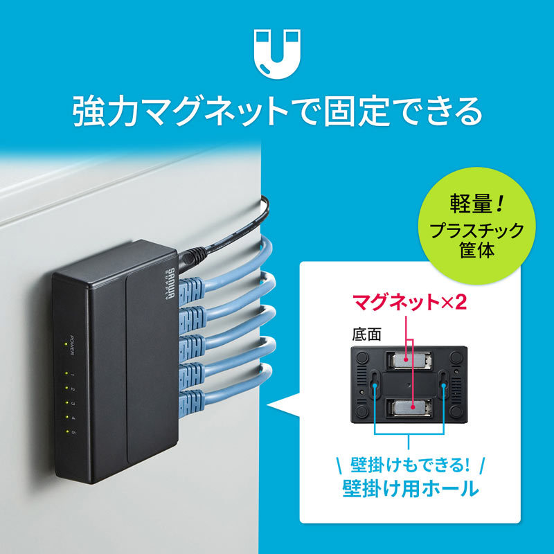 スイッチングハブ ギガビット 5ポート マグネット付き（LAN-GIGAP501BK） :LAN-GIGAP501BK:サンワダイレクト - 通販 -  Yahoo!ショッピング