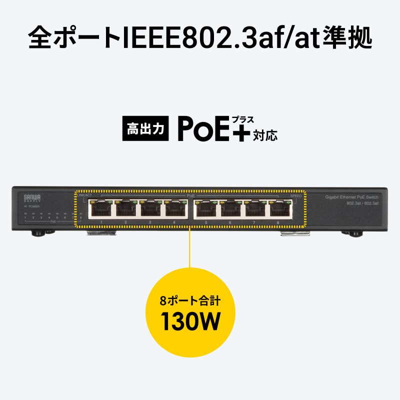 SANWA SUPPLY（サンワサプライ） スイッチングハブ PoE給電 ギガビット