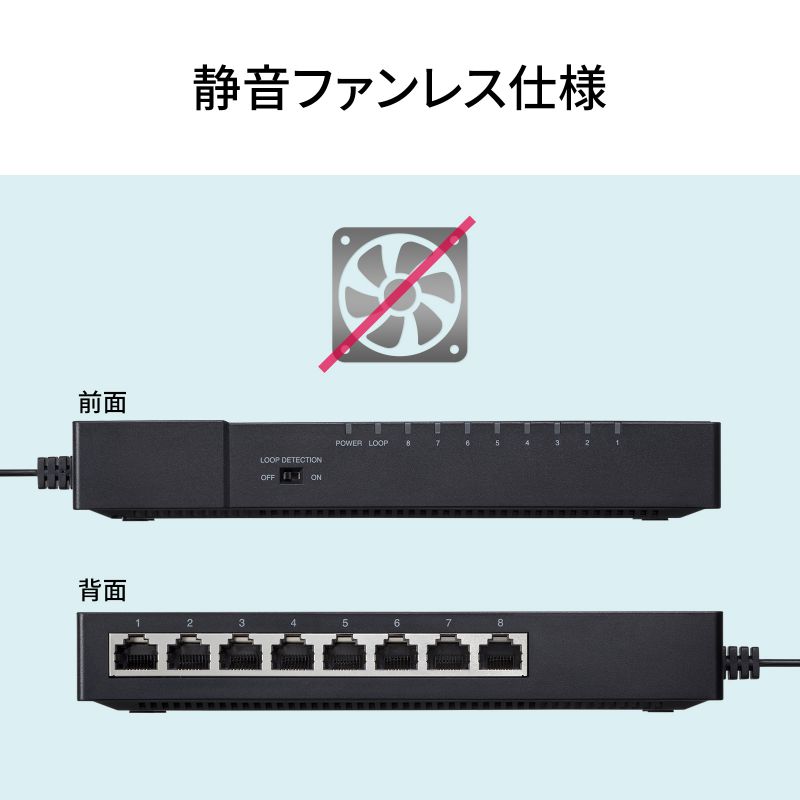 ギガビット対応 タップ型スイッチングハブ 8ポート マグネット付き LAN-GIGAT803BK｜sanwadirect｜09
