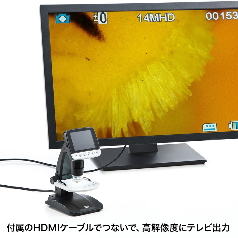 マイクロスコープ モニター付き 最大500倍 据え置きタイプ（LPE-06BK） | SANWA SUPPLY | 02