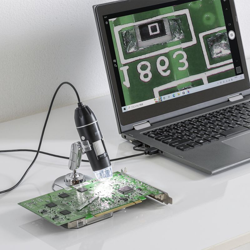 デジタル顕微鏡 マイクロスコープ USB顕微鏡 最大300倍 フルHD対応 200万画素 スタンド付 高輝度LED付 植物 昆虫 観察 夏休み 自由研究 LPE-08BK | SANWA SUPPLY | 05