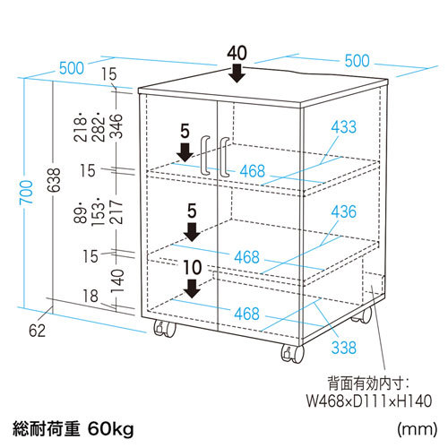 サンワサプライ 扉付きプリンタスタンド（LPS-119W）