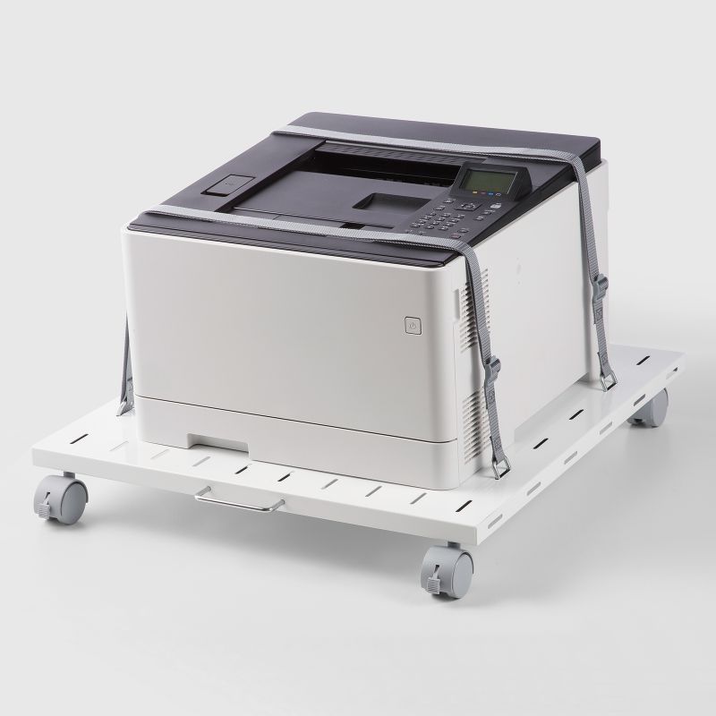 プリンタ台 ロータイプ 床置き キャスター付 スチール製 幅60cm×奥行き60cm ホワイト LPS-T6060FK_16
