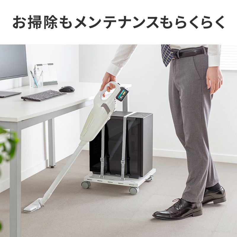 プリンタ台 ロータイプ 床置き キャスター付 スチール製 幅60cm×奥行き60cm ホワイト LPS-T6060FK_6
