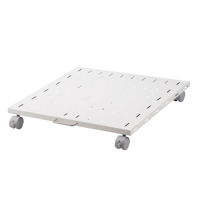 プリンタ台 ロータイプ 床置き キャスター付 スチール製 幅60cm×奥行き60cm ホワイト LPS-T6060FK
