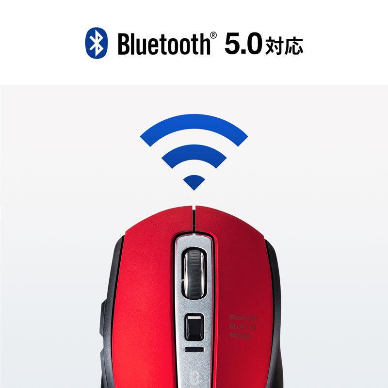 Bluetoothマウス 静音 ブルーLED 5ボタン 高感度 レッド（MA-BTBL162R）｜sanwadirect｜07