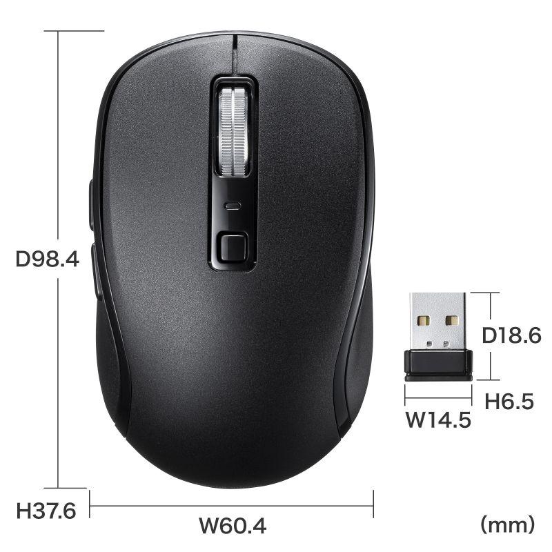 ワイヤレスマウス Bluetoothマウス 静音 5ボタン 充電式 ブルーLED ブラックMA-WBBS519BK｜sanwadirect｜02