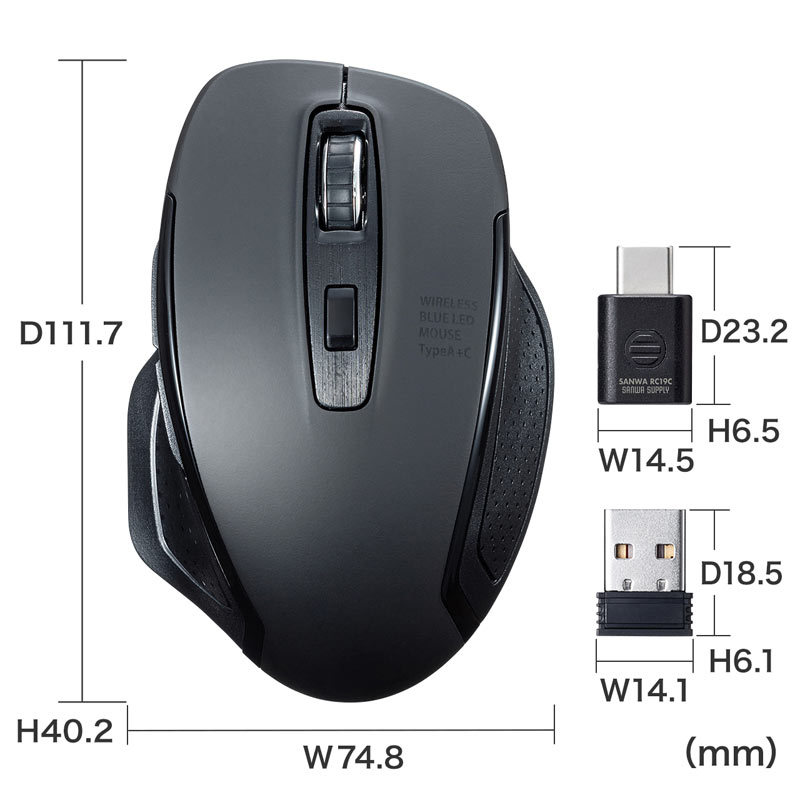 SANWA SUPPLY（サンワサプライ） ワイヤレスマウス 静音 ブルーLED USB