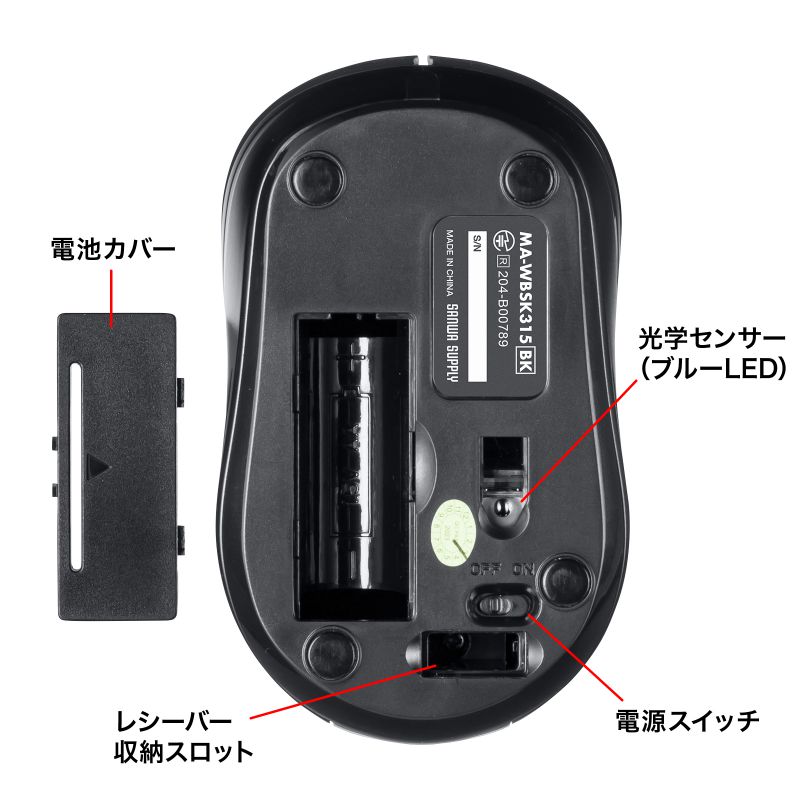 SANWA SUPPLY マウス ワイヤレス 無線 静音 抗菌 USB Aコネクタ